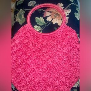 Bright pink beaded purse